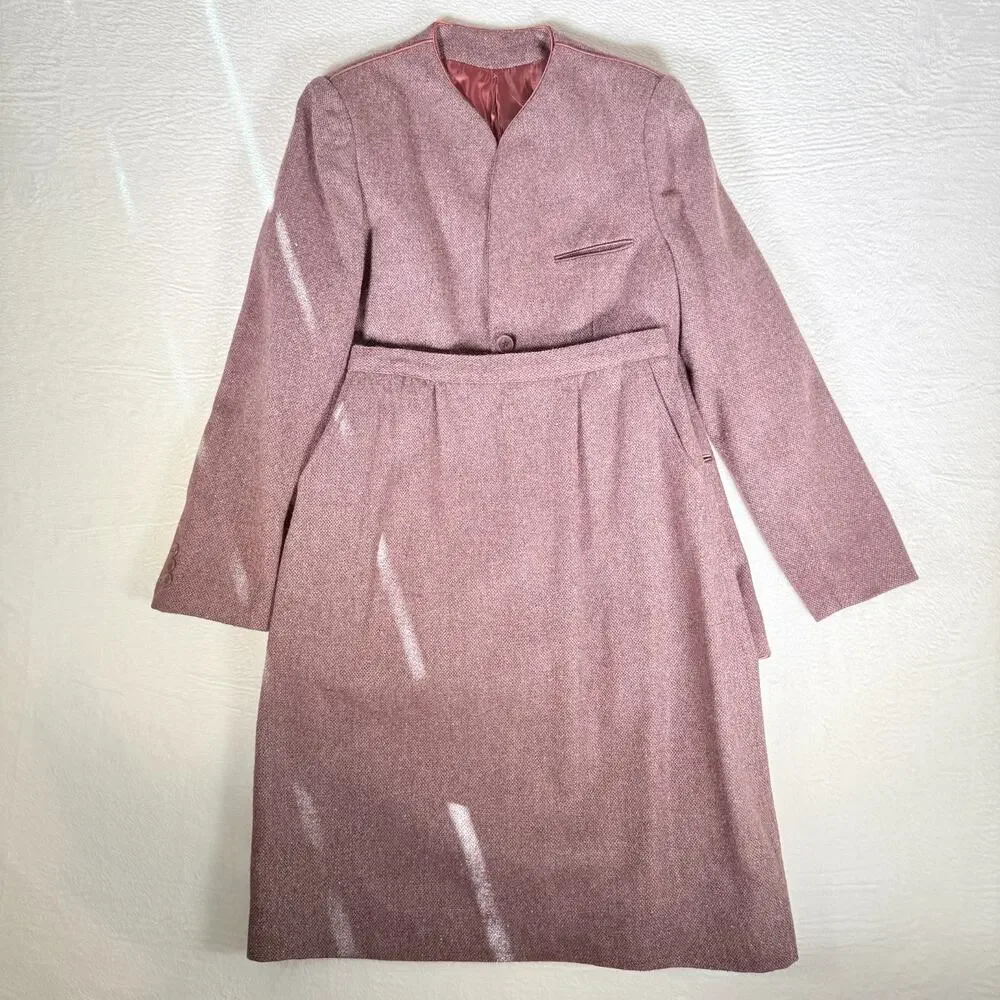 Judy's Place Womens Blazer & Skirt Sz 10 Tweed Vintage Grandmacore Academia Wool